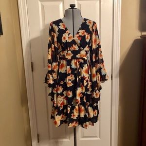 Betsey Johnson, Navy Floral Print Dress, Size 2